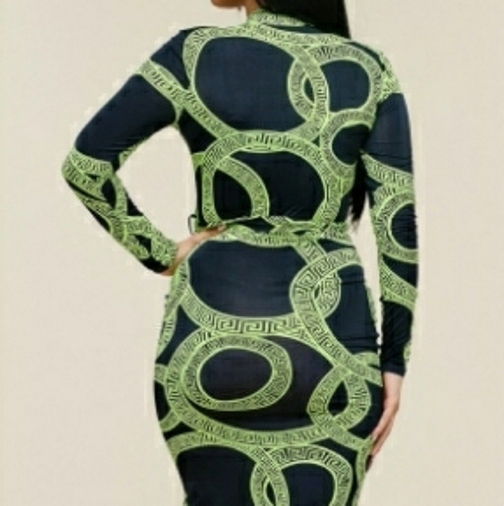 💥Long Sleeve Plus Size Multi Color Print Dress - Picture 5 of 5